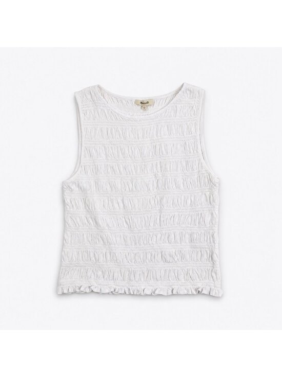 Madewell Tops - Madewell Smocked Boatneck Tank Top White Women’s Medium Sleeveless Blouse